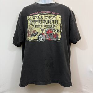 Y2K 2012 Sturgis Wild Bike Week Distressed T Shirt Black XL Grunge Biker